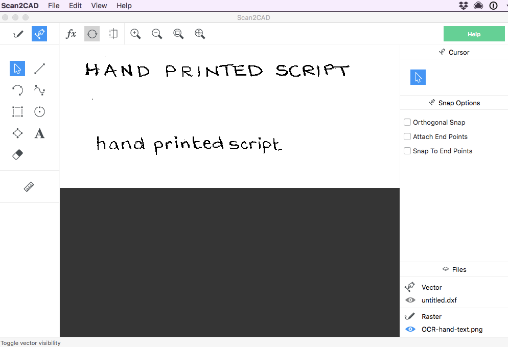 Comparing handwritten text vs OCR vector text