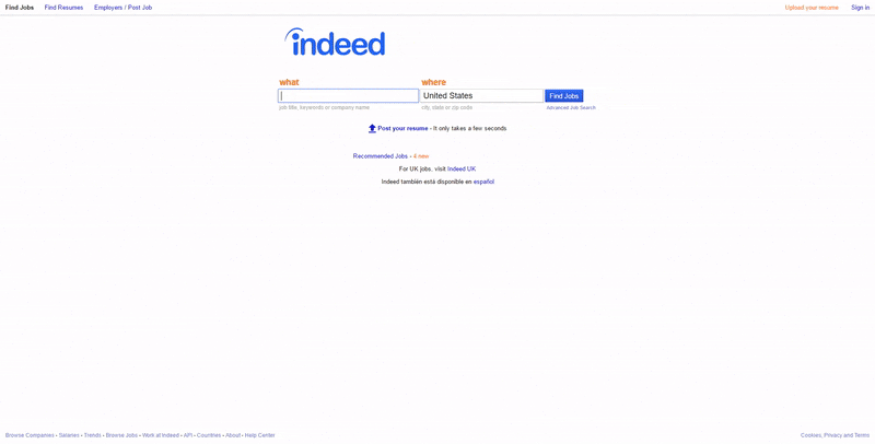GIF of searching for AutoCAD jobs on indeed.com