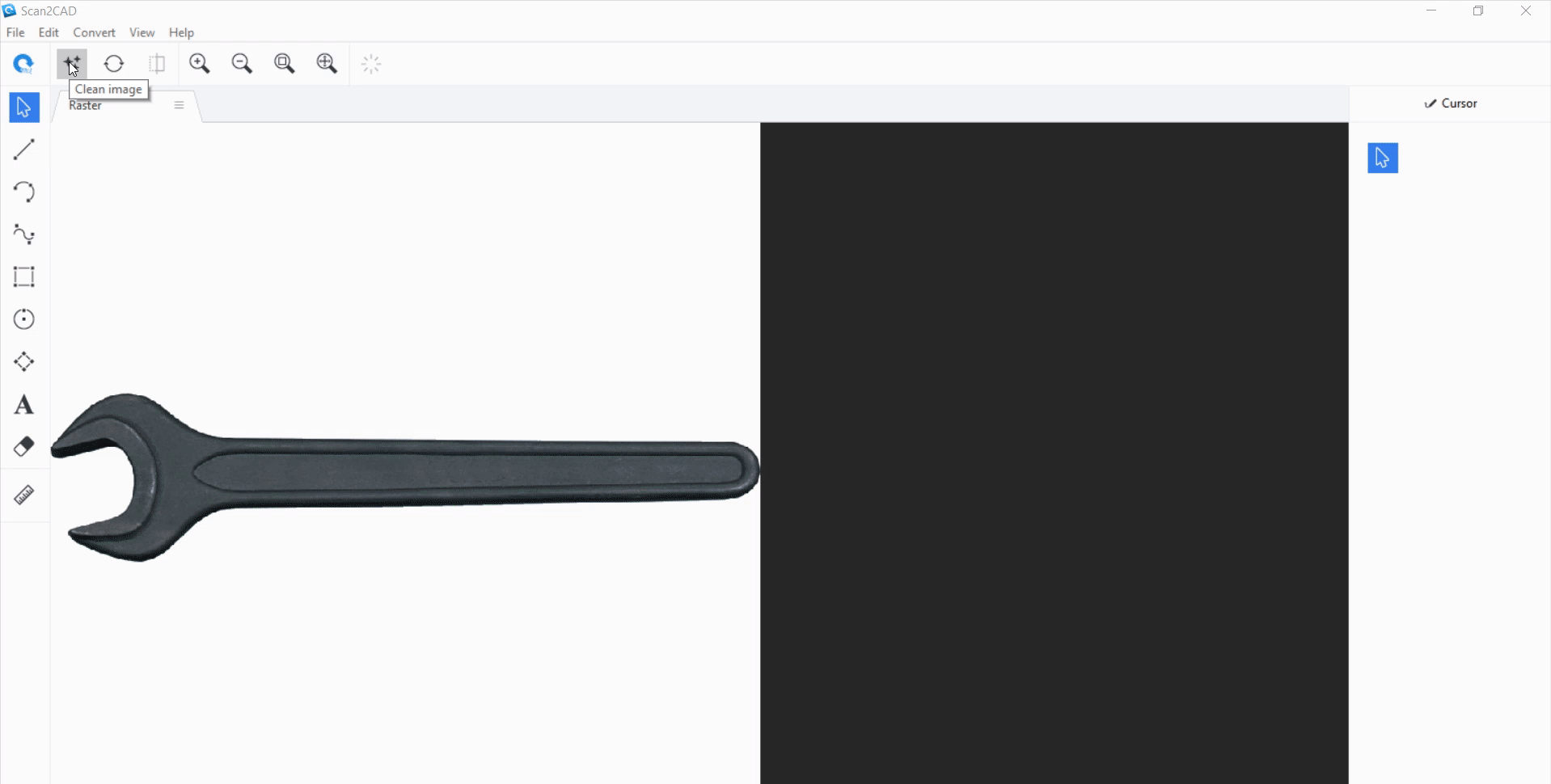 converting an image of a tool for laser cutting in scan2cad