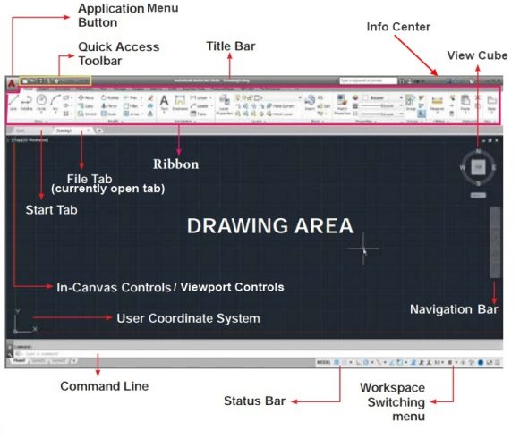 Black and white interface by autocad mechanical
