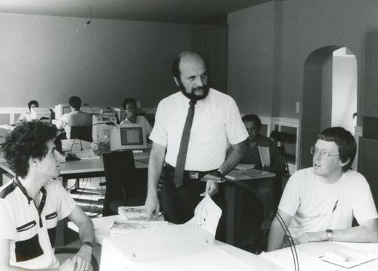 Gabor Bojar with early Graphisoft team