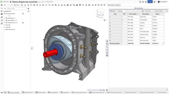 A screenshot showing Onshape's user interface