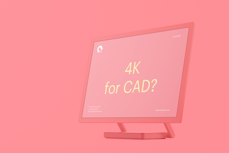 Pink mockup of computer monitor - 4K for CAD?