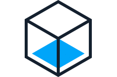 Abstract Transparent Cube with Blue Base