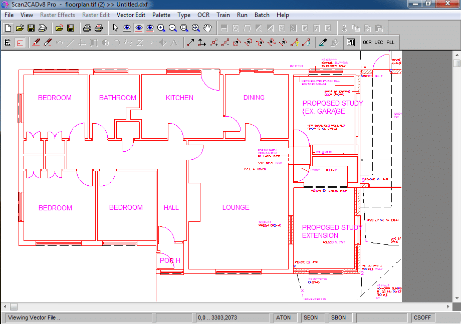 Architectural Drawing DXF File on Scan2CAD - After conversion from a scanned raster image