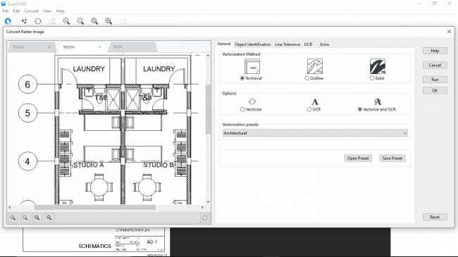 Convert raster image popup window