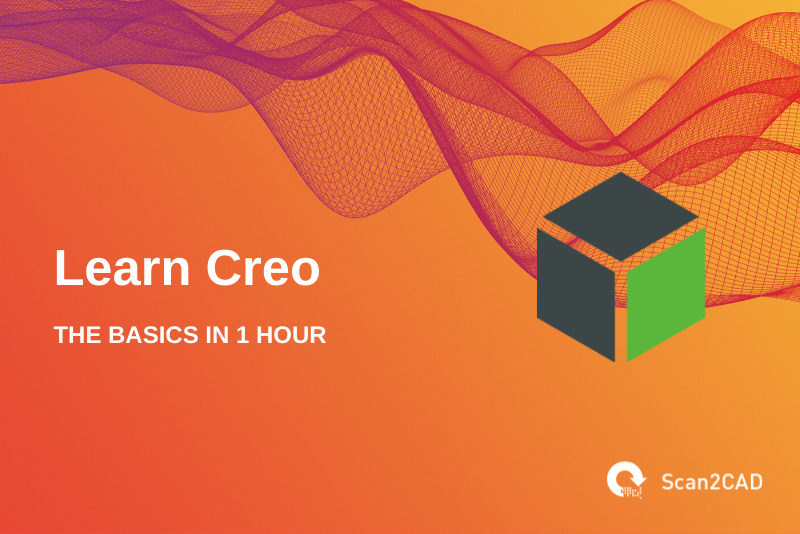 Creo icon, Scan2CAD logo, Learn Creo