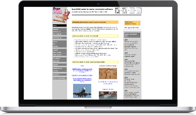 Scan2CAD's website in 2009 screenshot