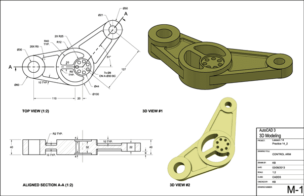 Screenshot of AutoCAD 2013 mechanical drafting