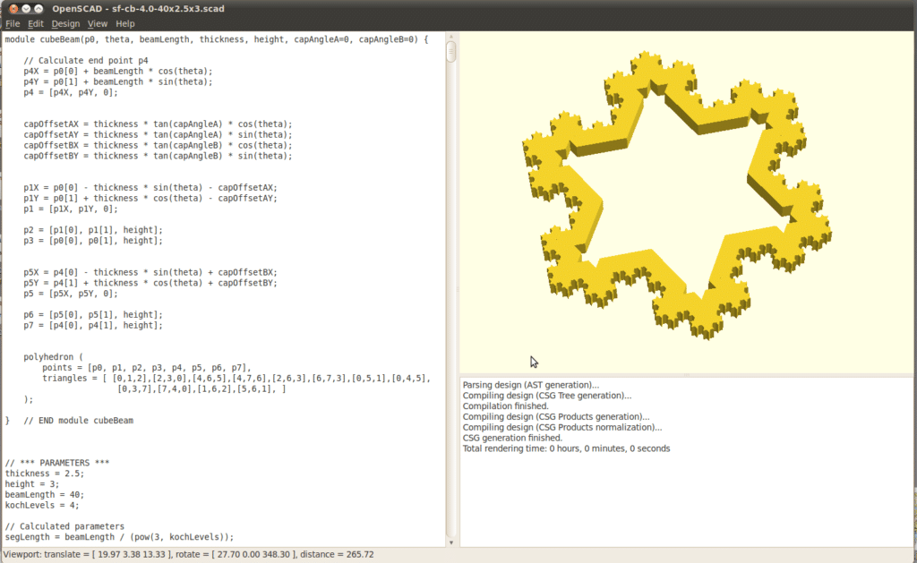 Screenshot of OpenSCAD