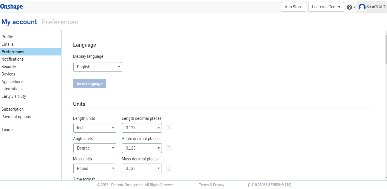 Onshape settings and preferences