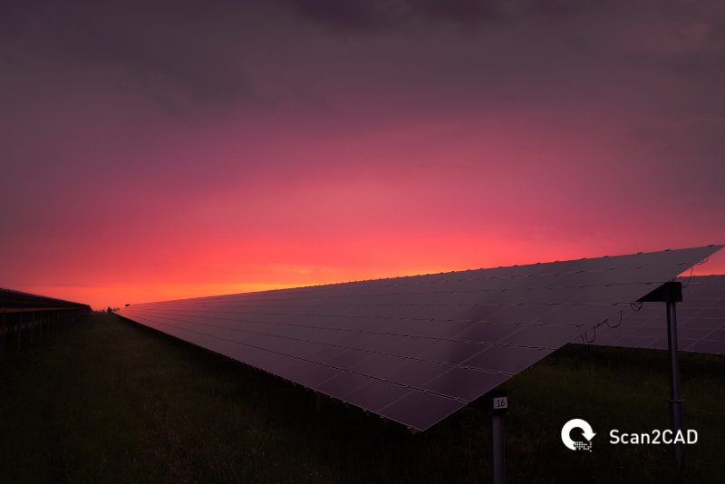 Solar panels at sunset