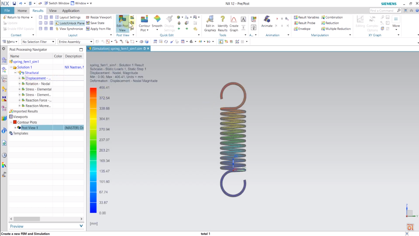 Spring Loading Simulation Results on NX