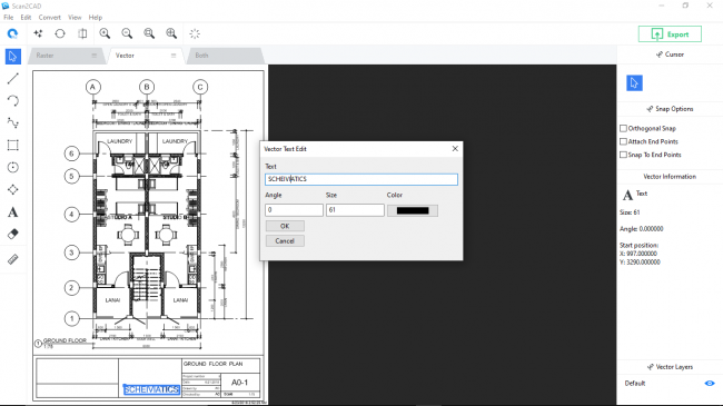 Vector text edit popup window