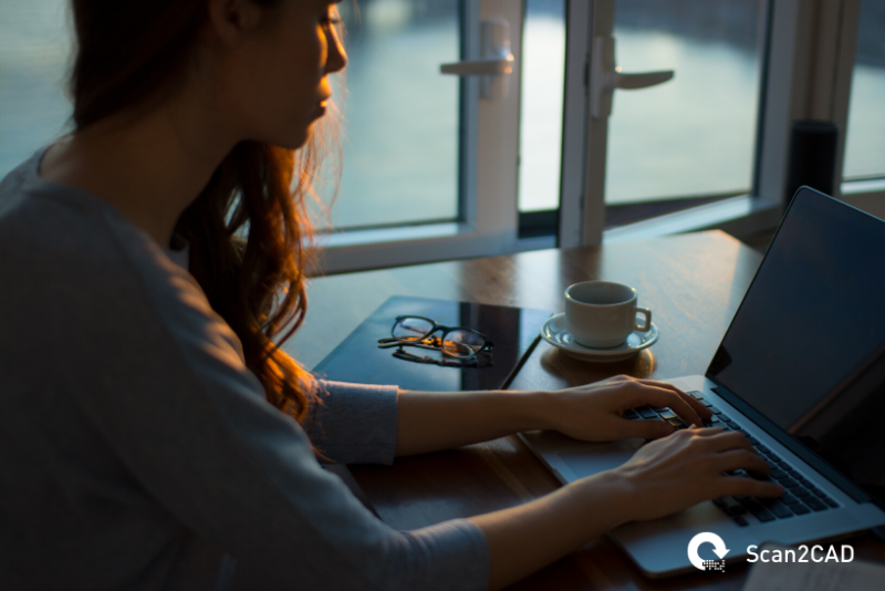 woman at home using laptop