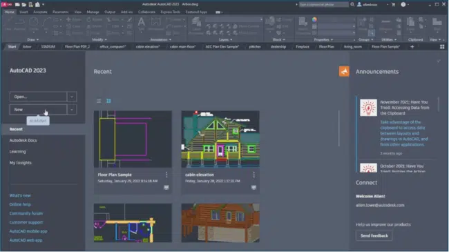 AutoCAD 2023 User Interface - My Insights Tab