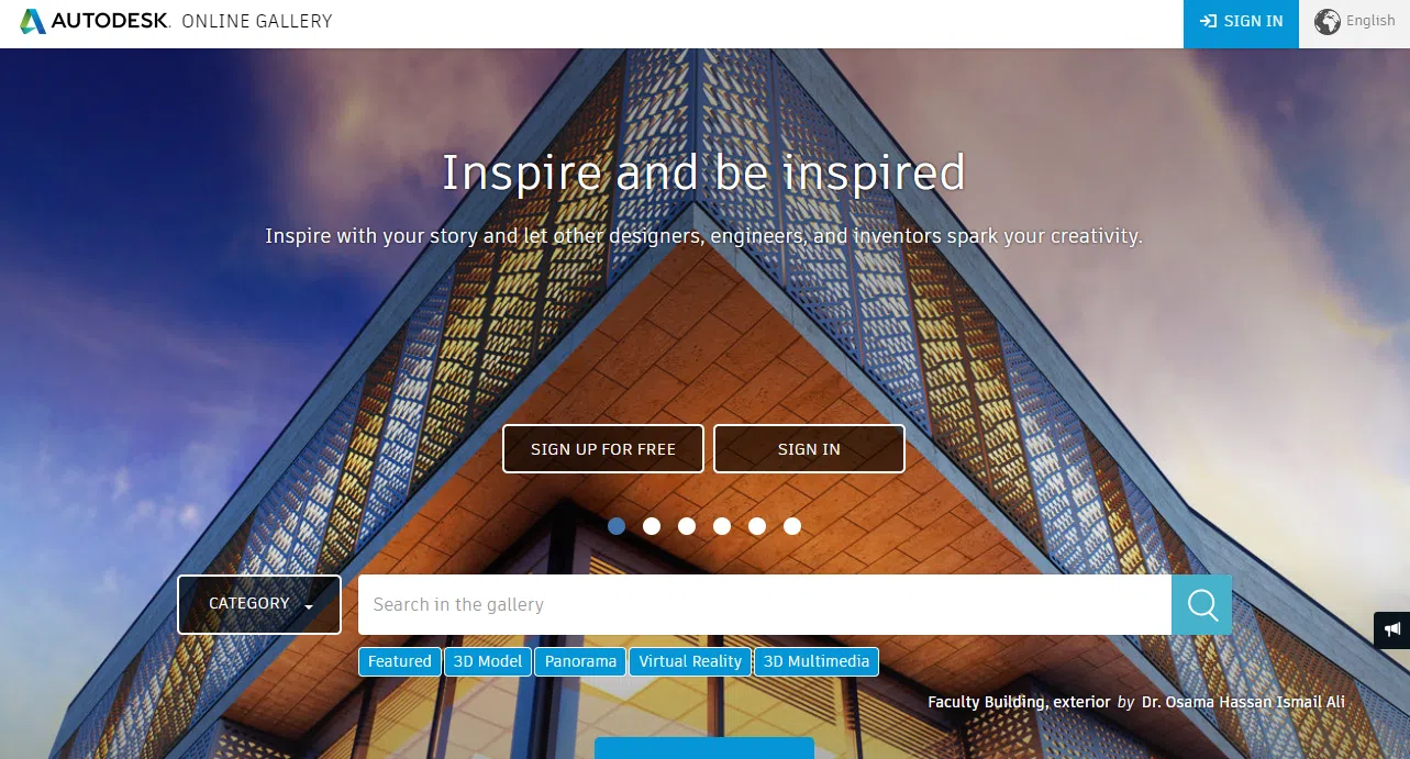 Autodesk Online Gallery homepage