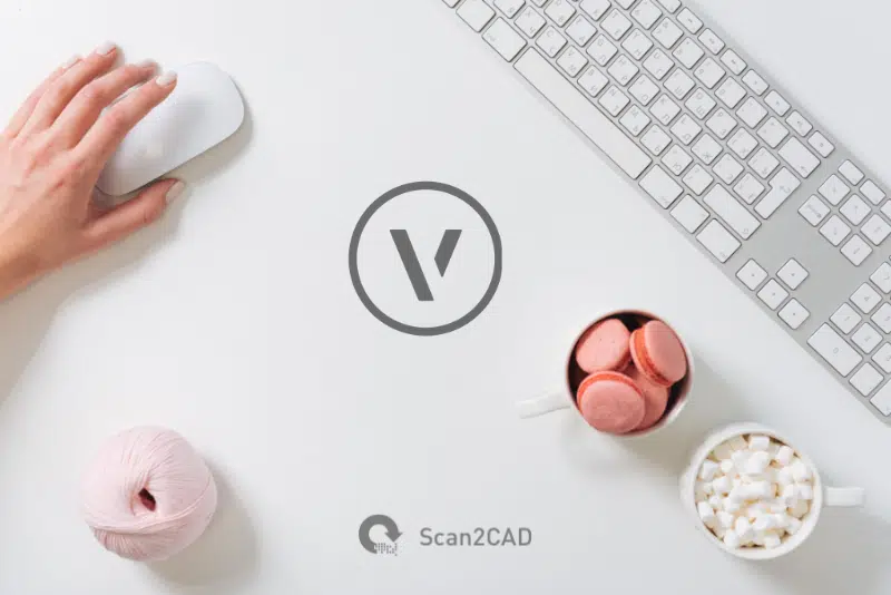 Mouse, keyboard, computer, cup on desk. Vectorworks icon