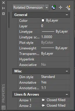 Properties Contextual Menu in AutoCAD
