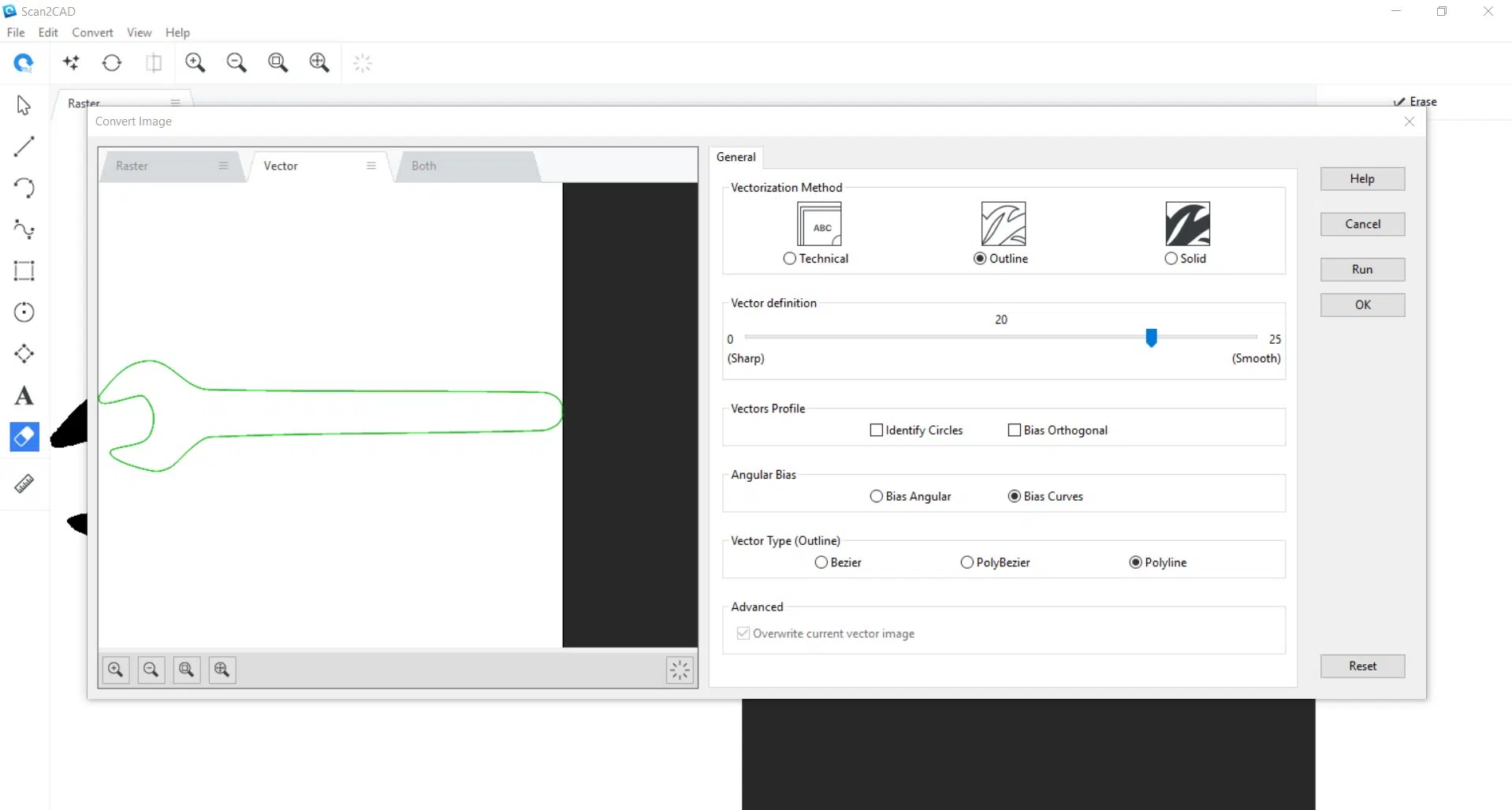 screenshot of conversion settings