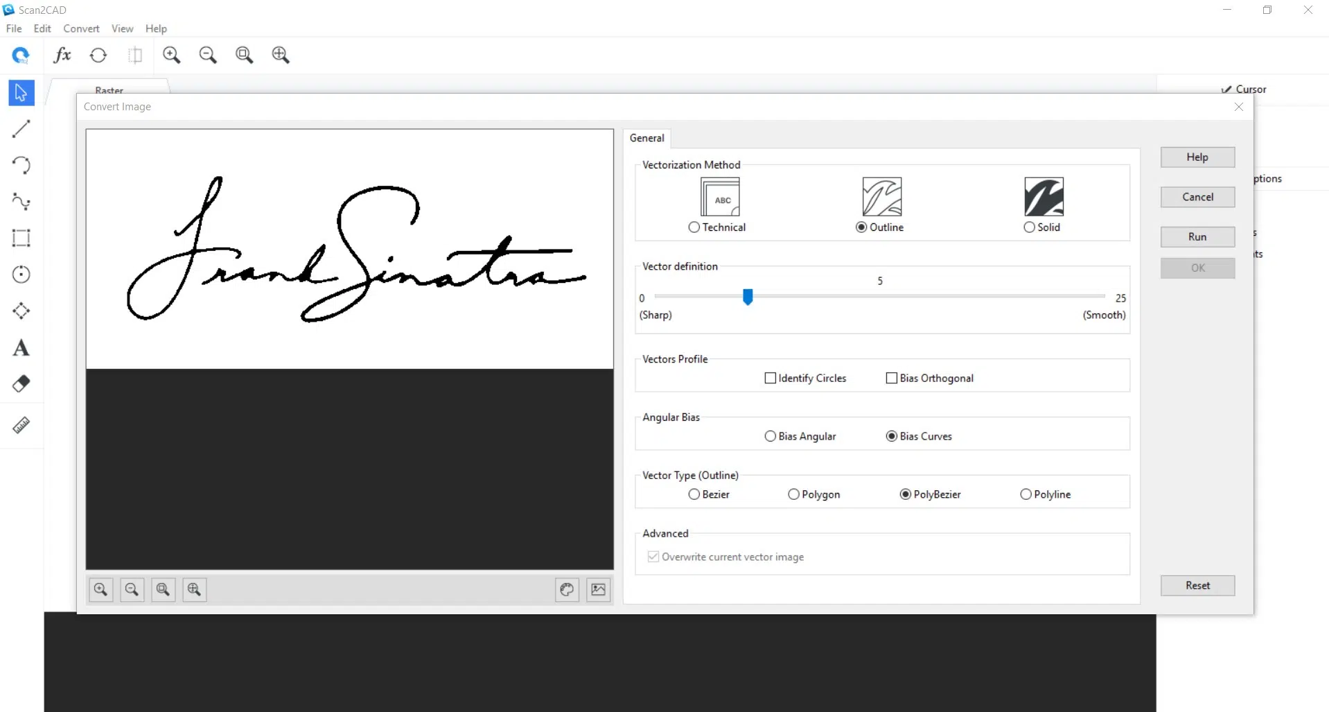 raster conversion screenshot