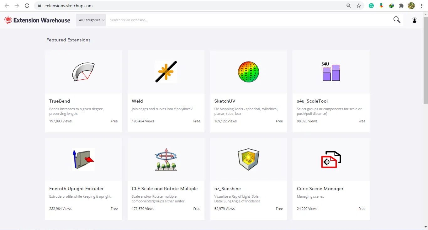 SketchUp extension warehouse